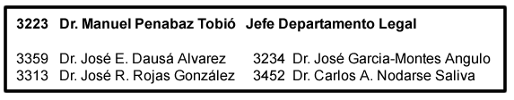 lista departamento legal
